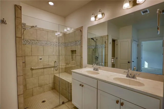 a bathroom with a shower