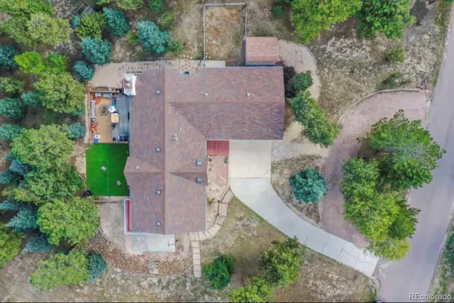 an aerial view of a house