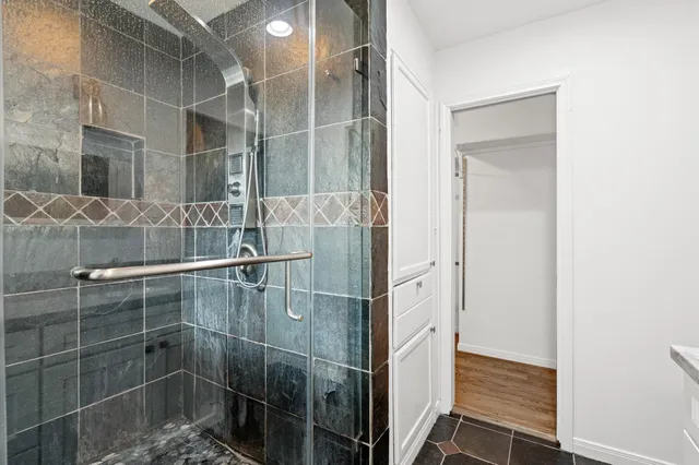 a bathroom with a shower