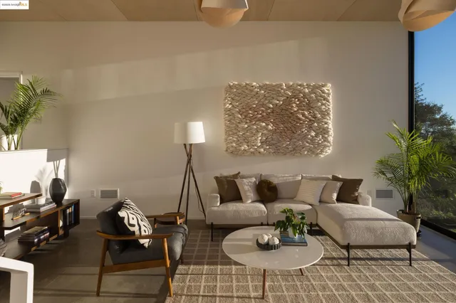 a bedroom with a bed and a mirror