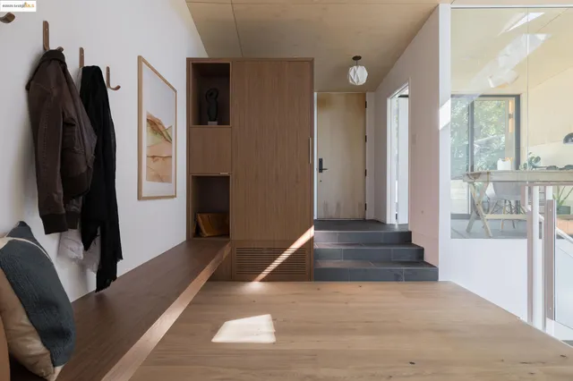 a room with a table and chairs