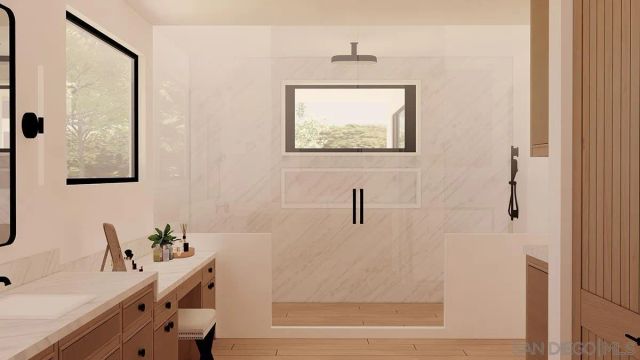 a bathroom with a bathtub and a sink