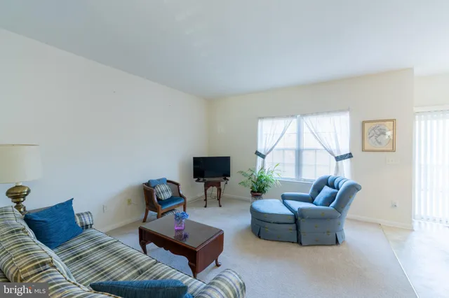 a living room with furniture rug and a window