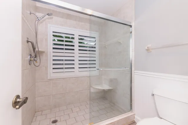 a bathroom with a shower