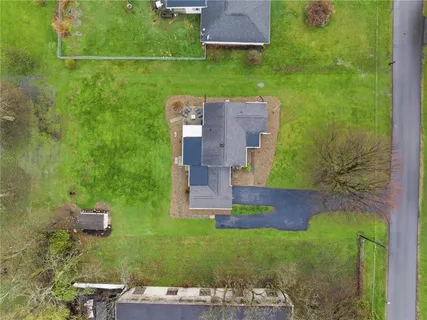 an aerial view of a house