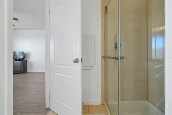 a bathroom with a shower