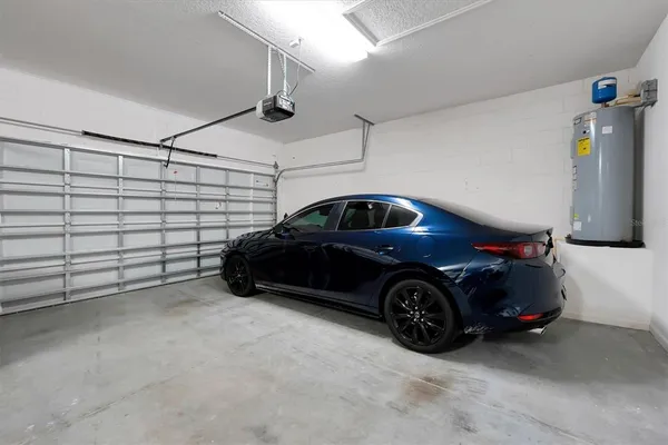 a car parked in a garage