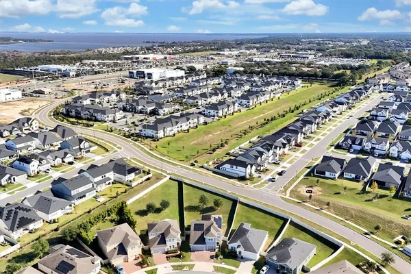 an aerial view of a city