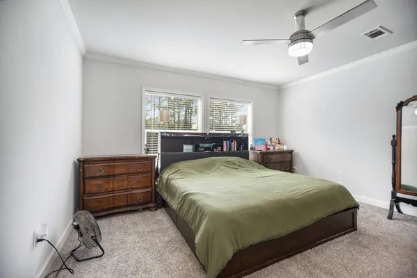 a view of a lake from a yard