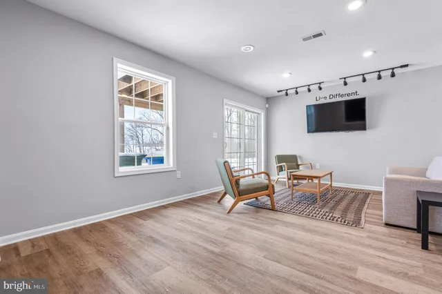 a living room with furniture