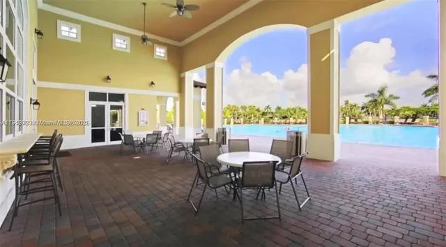 a outdoor space with furniture