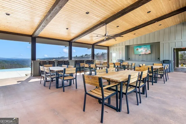 a view of a dining area with furniture