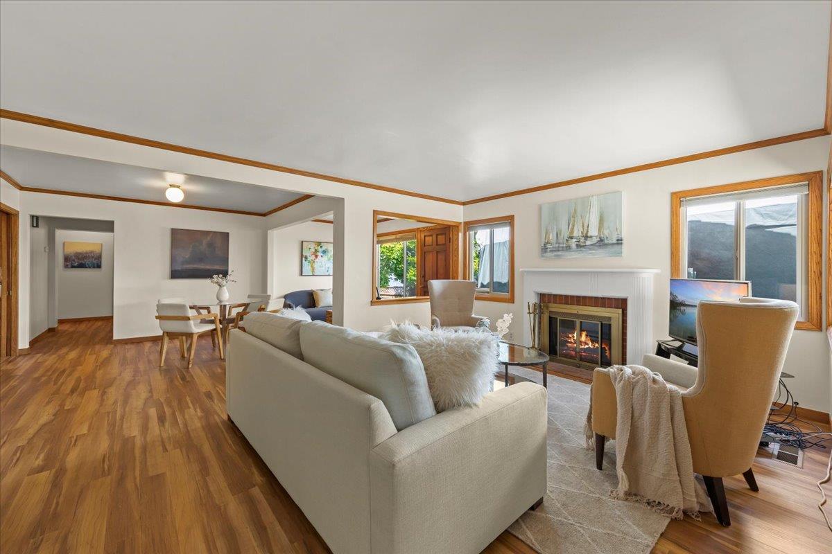 472 Helen Drive Millbrae, CA 94030 - Photo 4 of 35 a living room with furniture and a fireplace