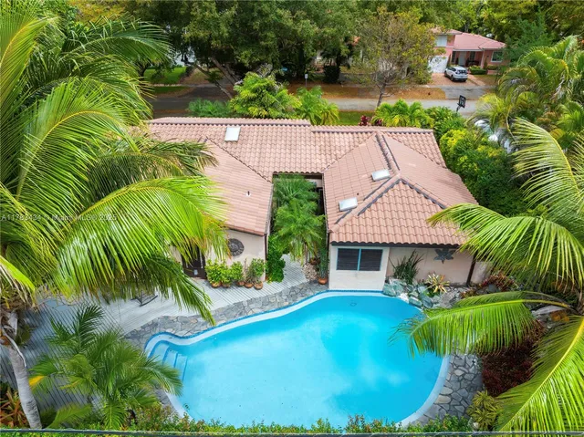 a view of a wooden floor with a yard
