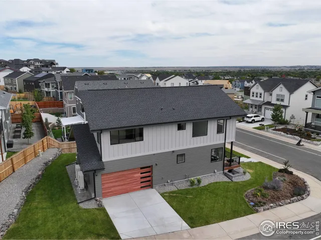 an aerial view of a swimming pool