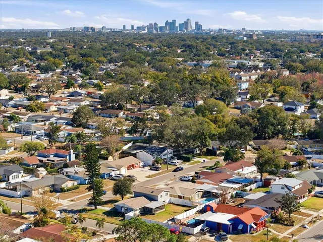 an aerial view of a city