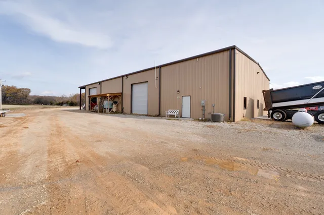 a view of a garage with storage
