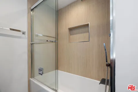a bathroom with a bathtub