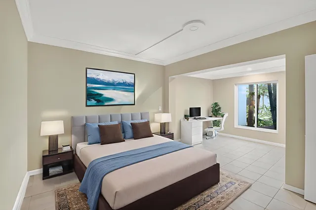 a view of a garden with an outdoor space