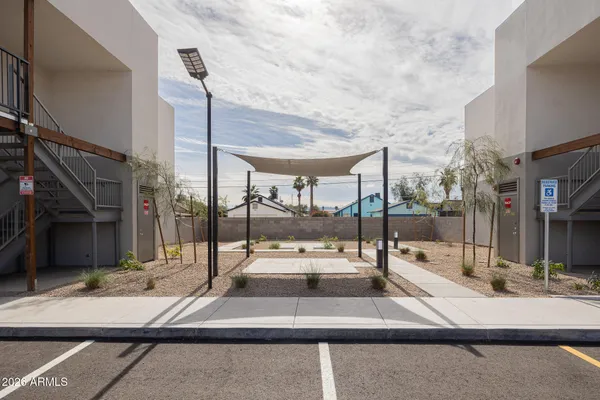a view of a building with street view