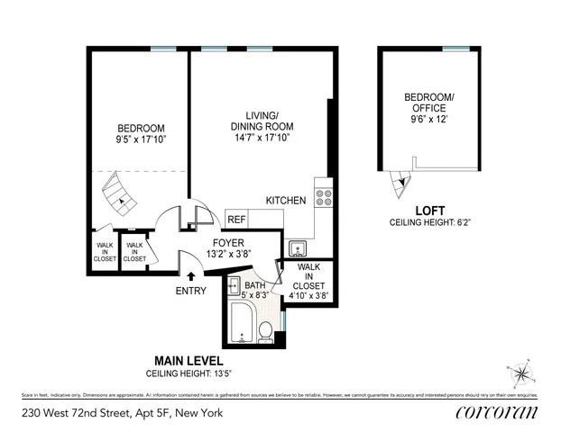 $3,795 | 230 West 72nd Street, Unit 5F | Upper West Side