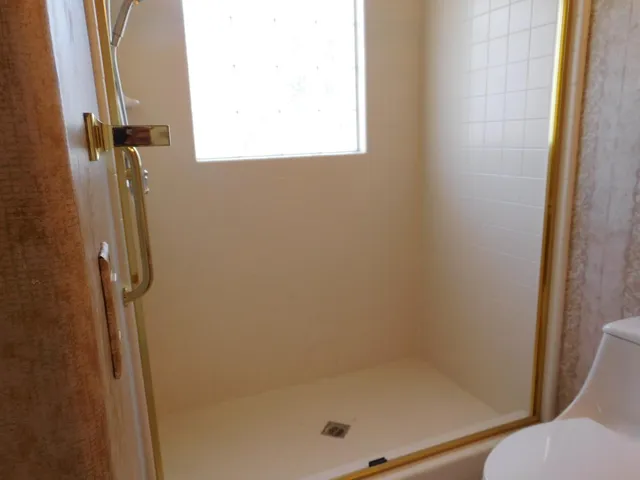 a bathroom with a bathtub