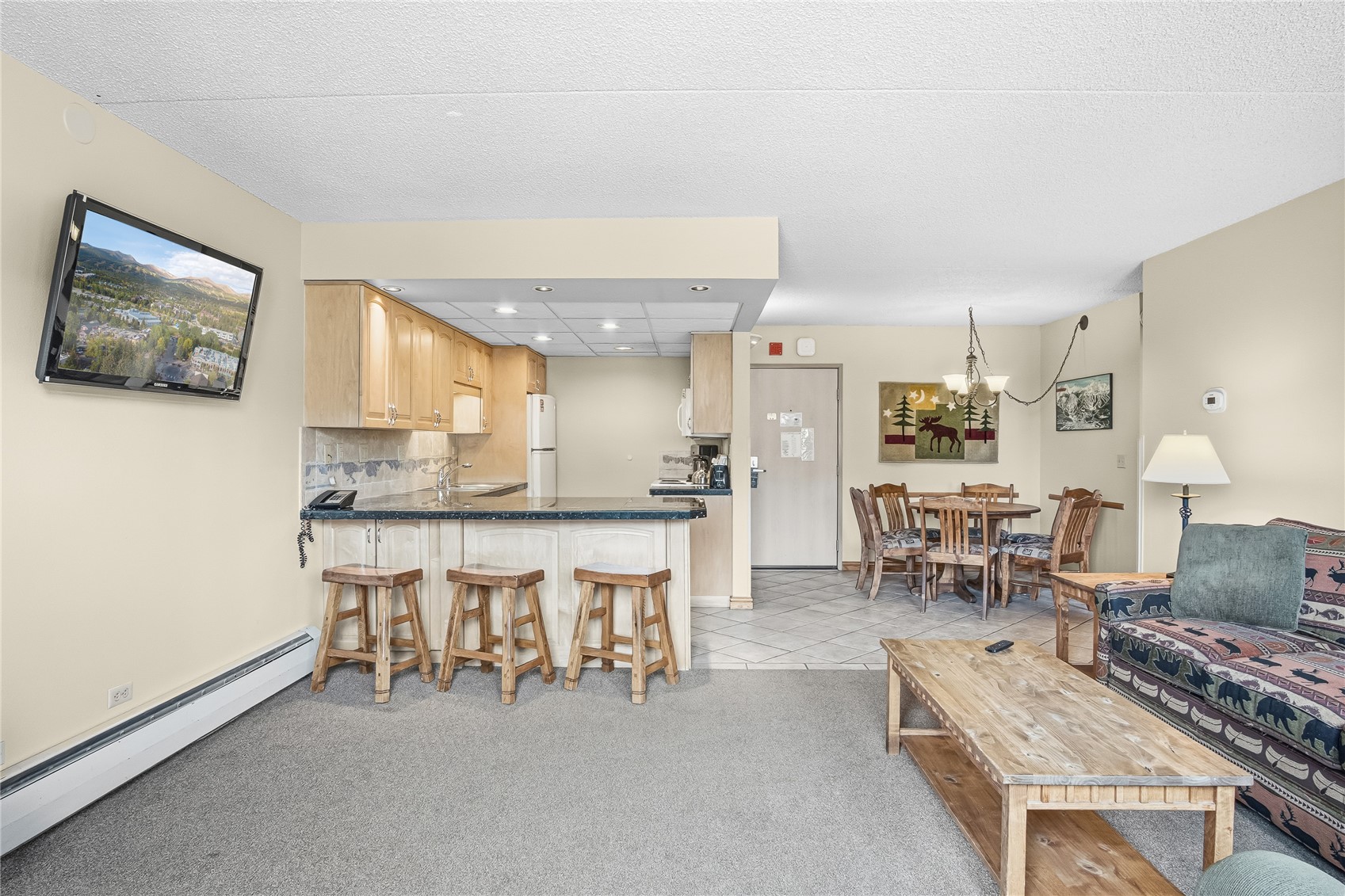 611 Village Road, Unit 24260 Breckenridge, CO 80424 - Photo 6 of 50 Living Area, Kitchen & Dining Area