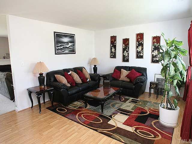 4102 Springfield Creek Drive Raleigh, NC 27616 - Photo 2 of 10 a living room with furniture a rug and a potted plant