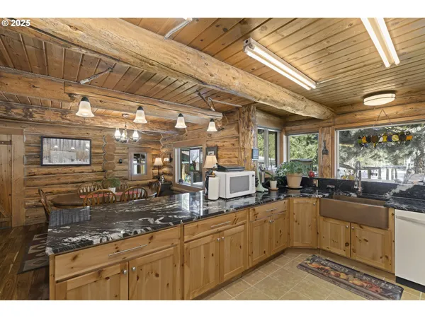 a kitchen with lots of counter top space