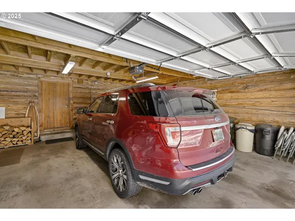 a view of a car in garage