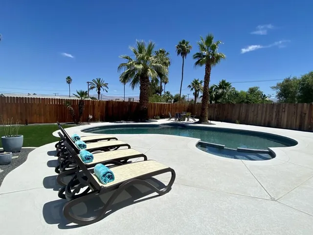 a view of a backyard with a slide