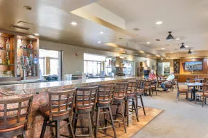 a view of a dining area with furniture