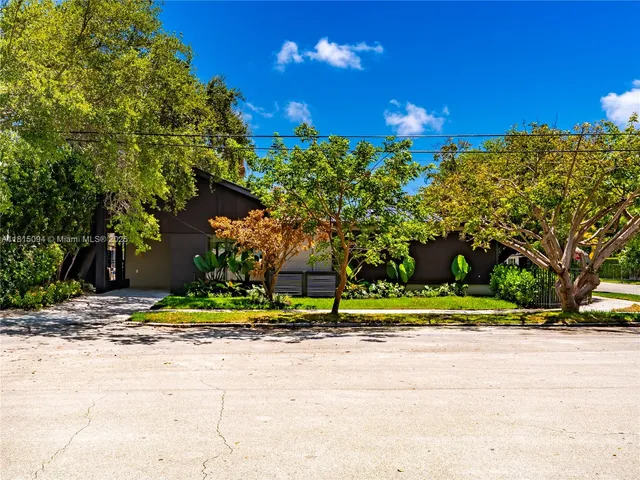 a view of street and trees