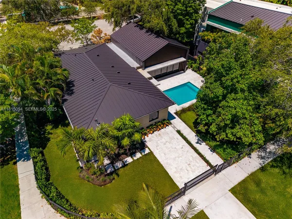 an aerial view of a house