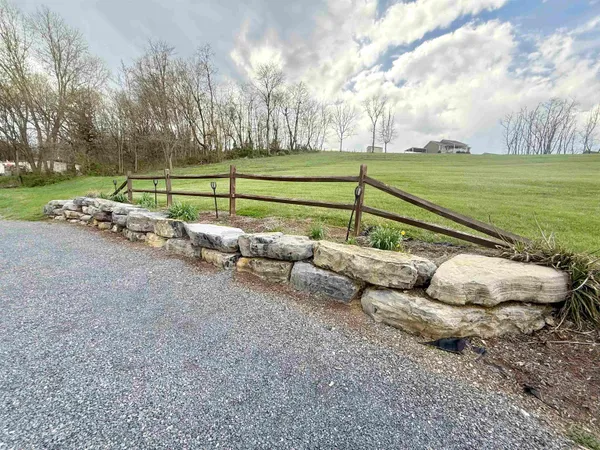 a view of a house with backyard and a tree