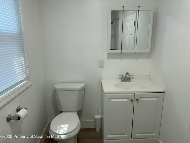 a bathroom with a toilet a sink and mirror