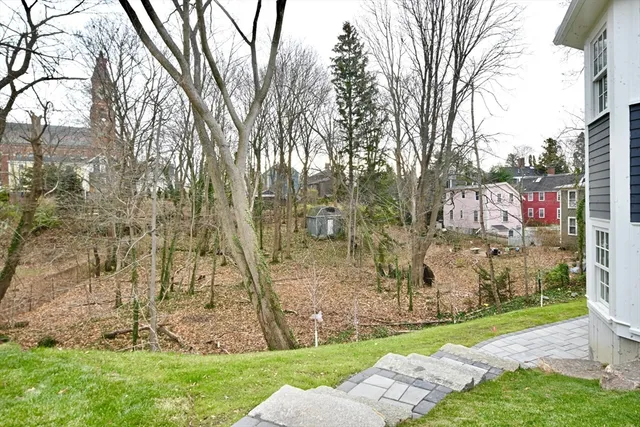 a view of backyard with green space