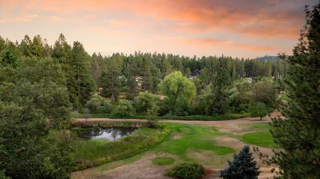 a view of lake with green space