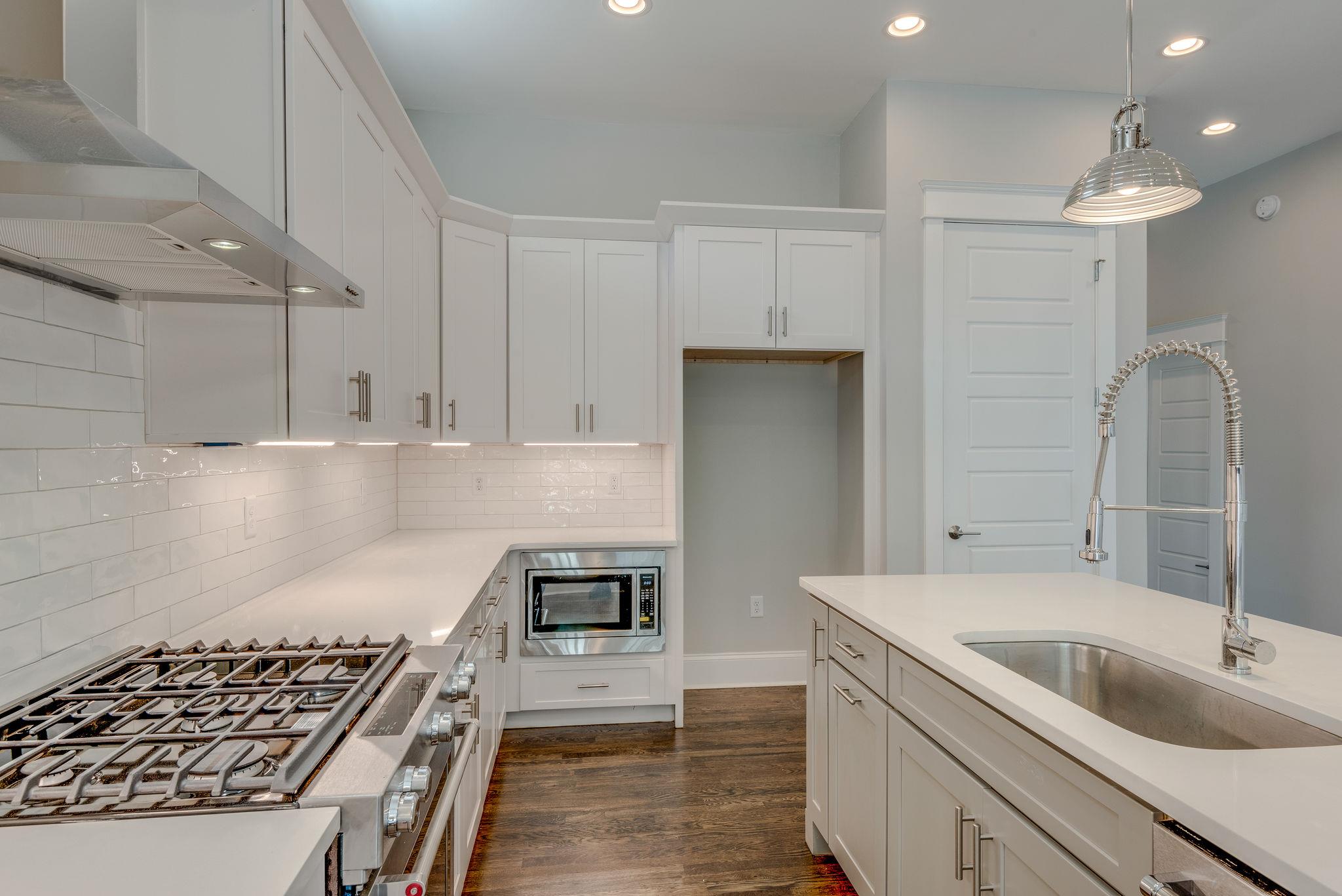 Stainless steel appliances. Microwave drawer. 