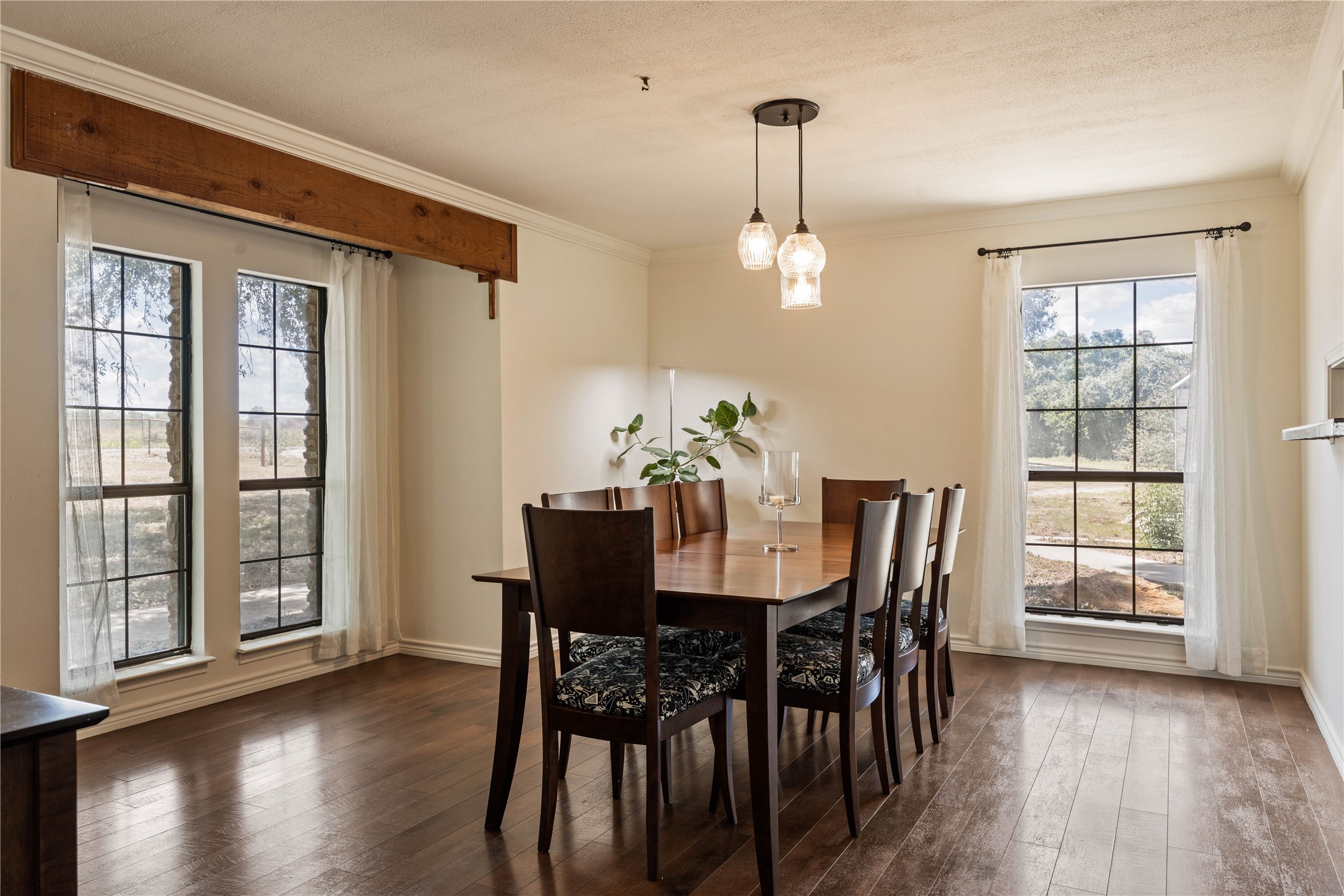 446 Roemer Road Elgin, TX 78621 - Photo 12 of 39 Dining room is abundant with natural light from the surrounding windows offering peaceful views of the property.