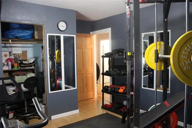 a view of a room with gym equipment