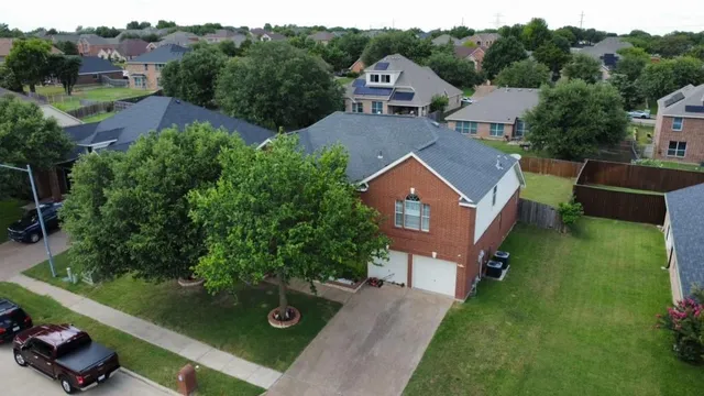 an aerial view of a house