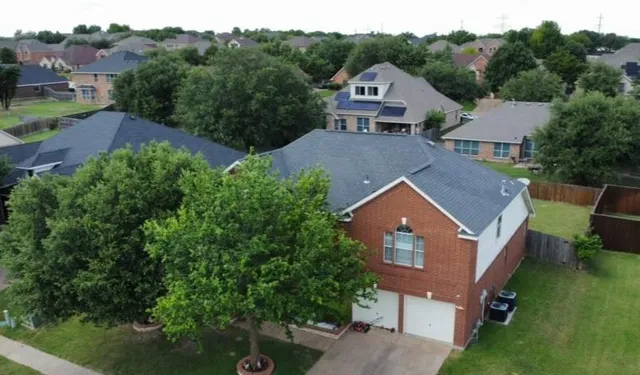 an aerial view of a house
