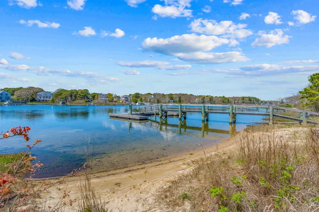 a view of a lake with houses