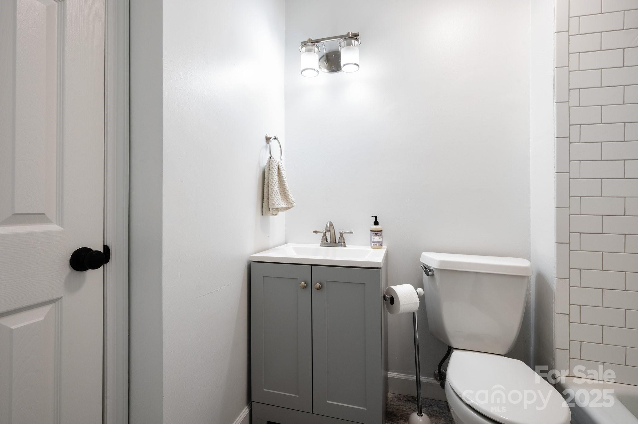 28 Spaulding Road Candler, NC 28715 - Photo 21 of 31 a bathroom with a toilet a sink and mirror