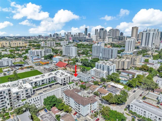 a view of a city with tall buildings