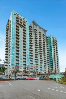 a front view of a building with a street