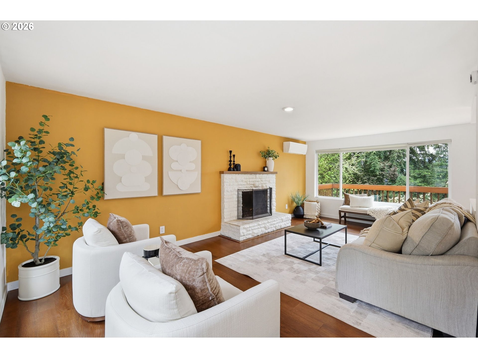 3834 Onyx Street Eugene, OR 97405 - Photo 13 of 43 a living room with furniture a large window and a fireplace