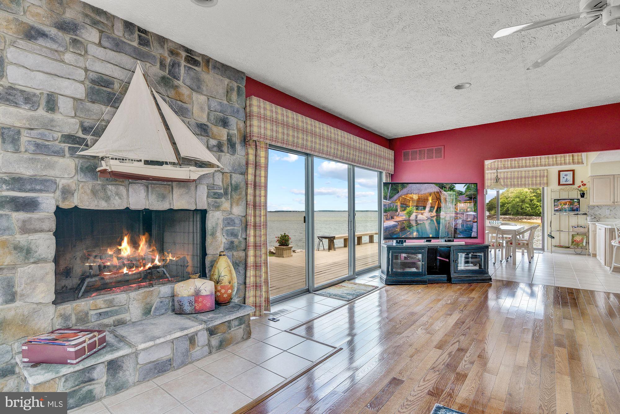 2133 Beach Haven Road Annapolis, MD 21409 - Photo 11 of 40 Stone Fireplace & Water Views