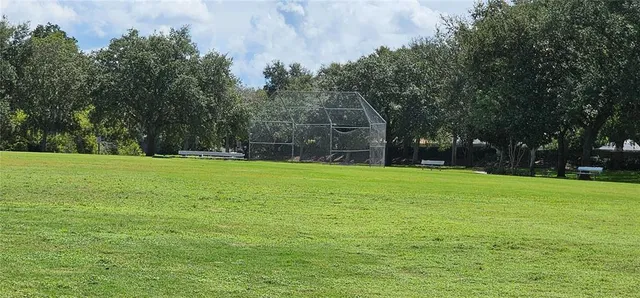 a view of backyard with green space